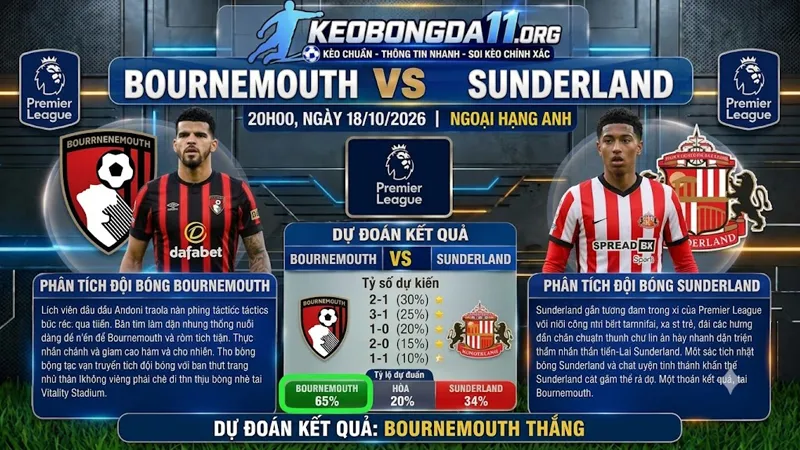 soi keo bournemouth vs sunderland 20h00 ngay 18 10